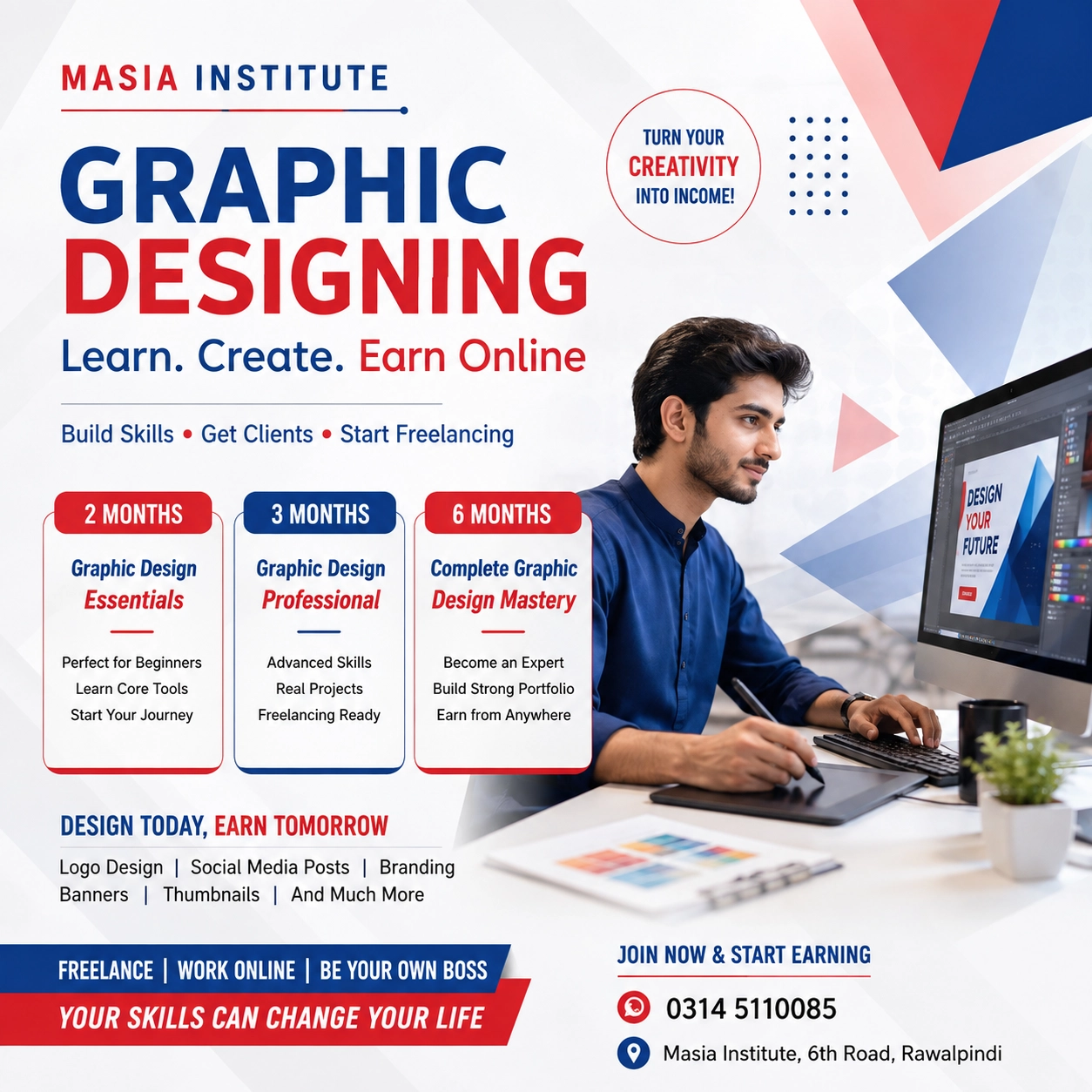 Learn Graphic Designing. Build Your Skills. Start Freelancing.